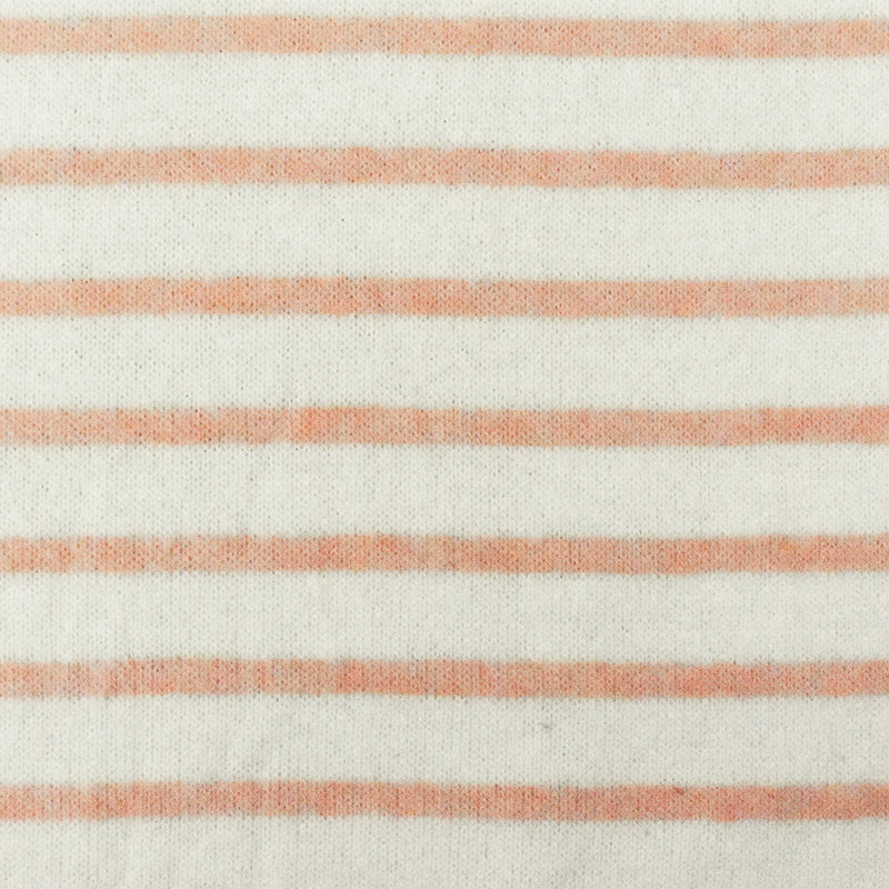 Lovely Peach-White Stripe Stretch Brushed Jersey Knit Fabric