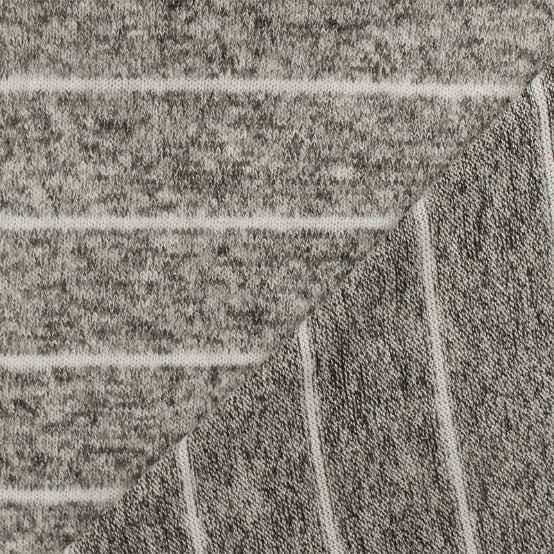3 1/2 YD PC-Soft White-Black-White Stripe Texture Stretch Brushed Jersey Knit Fabric