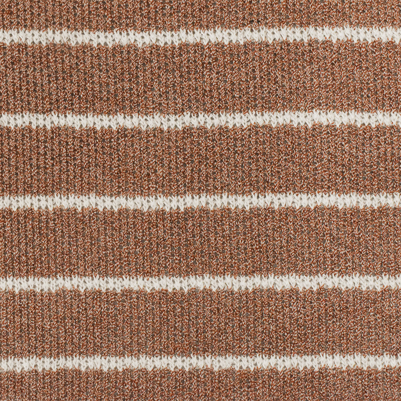 2 1/4 YD PC-Spicy Brown-White Stripe Stretch Jersey Knit Fabric