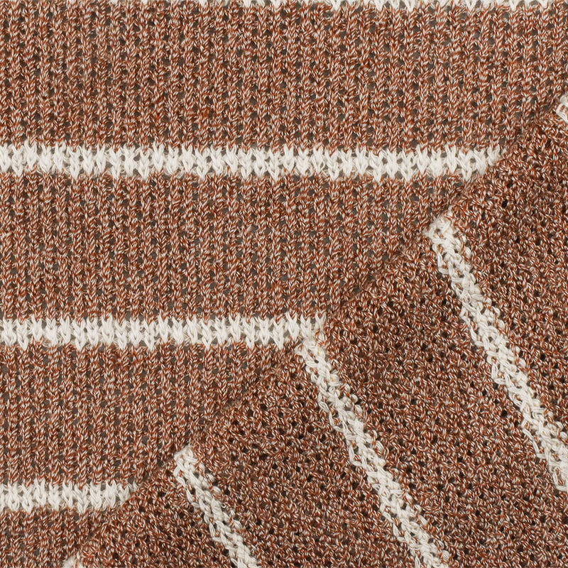 2 1/4 YD PC-Spicy Brown-White Stripe Stretch Jersey Knit Fabric