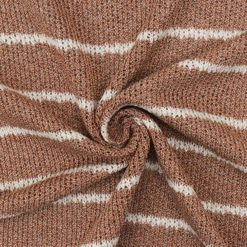 Spicy Brown-White Stripe Stretch Jersey Knit Fabric