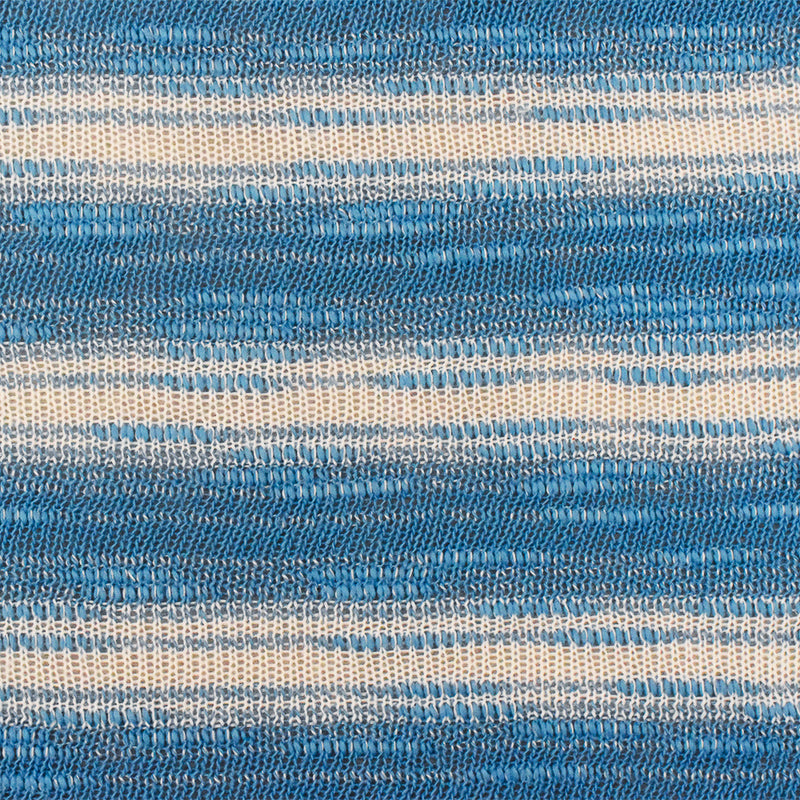 Blue-White Slub Striped Poly Cotton Jersey Knit Fabric