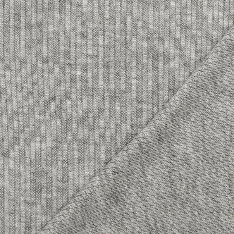 1 1/4 YD PC-Heather Cloud Gray-Gray Stretch Rayon Rib Knit Fabric