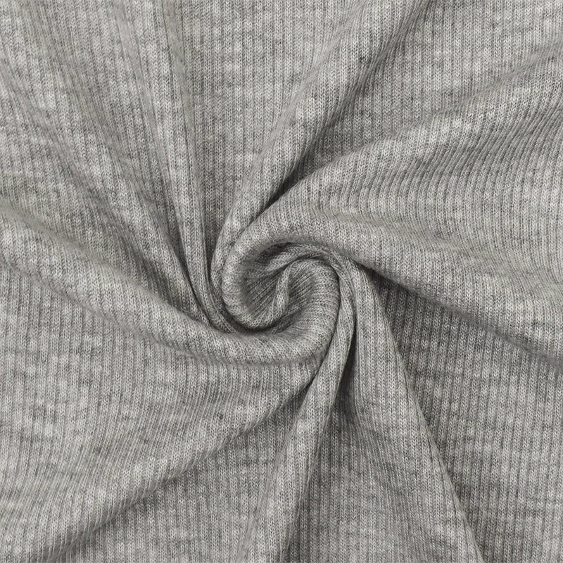 1 1/4 YD PC-Heather Cloud Gray-Gray Stretch Rayon Rib Knit Fabric