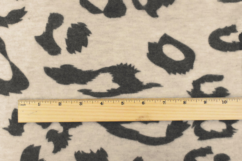 Beige-Gray Abstract Cheetah Printed Stretch Poly Brush Jersey Knit Fabric