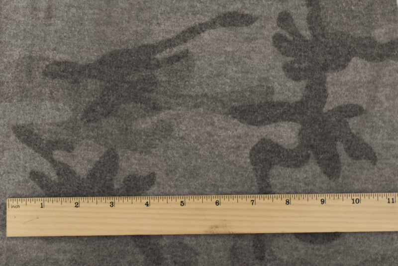 2 7/8 YD PC-Vintage Gray-Multi Camo Printed Stretch Poly Brushed Jersey Knit Fabric