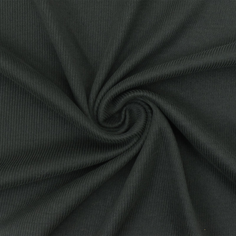 Gray Solid Stretch Spandex Poly Rayon Rib Knit Fabric