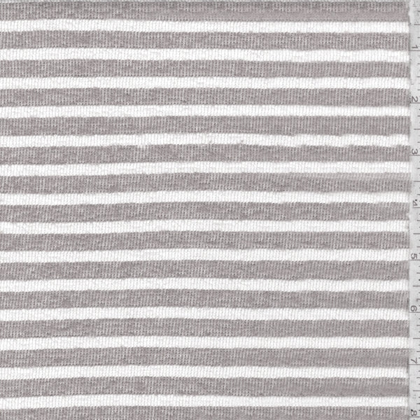 Gray and White Striped Sweater Knit