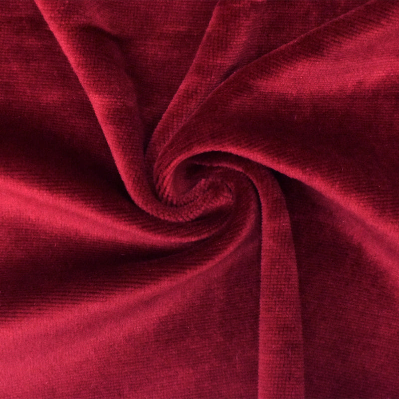 Red Solid Stretch Poly Spandex Velvet Knit Fabric
