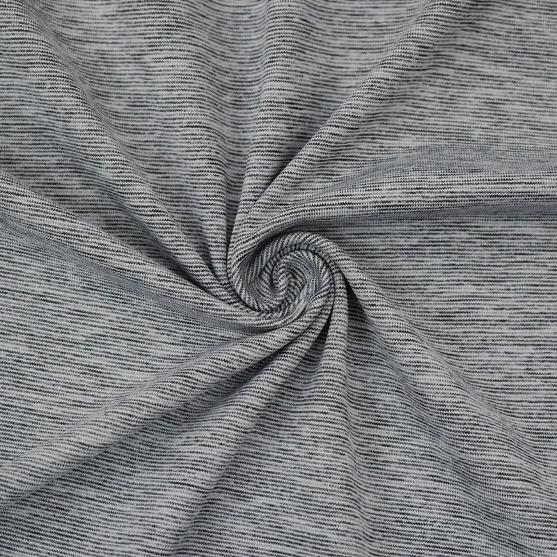 Black-White-Gray Poly Stretch Spandex Slub Jersey Knit Fabric