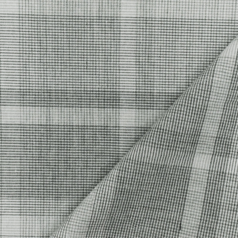 1 1/4 YD PC-Black-Gray-White Famous Maker Cotton Plaid Shirting Woven Fabric