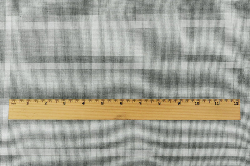 1 1/4 YD PC-Black-Gray-White Famous Maker Cotton Plaid Shirting Woven Fabric