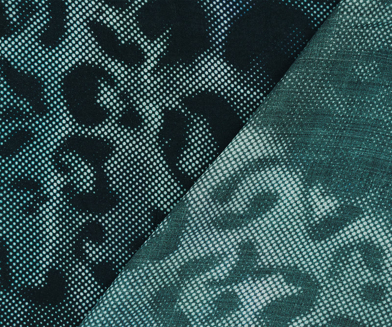 Navy-Multi Rayon Abstract Leopard Printed Challis Woven Fabric