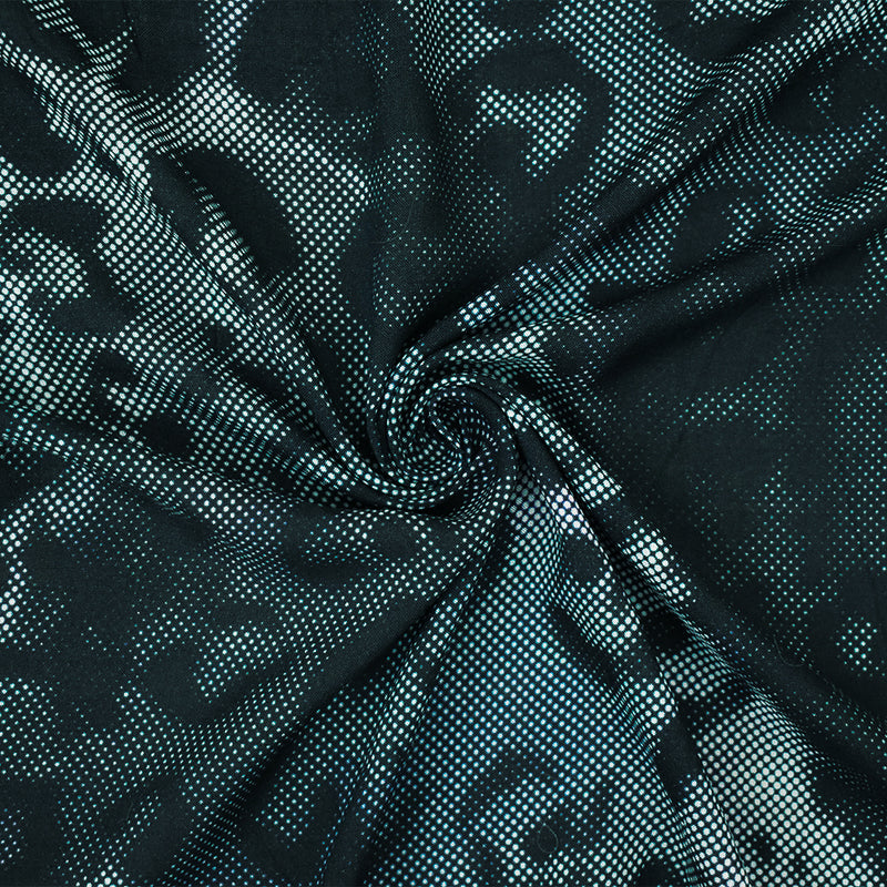 Navy-Multi Rayon Abstract Leopard Printed Challis Woven Fabric