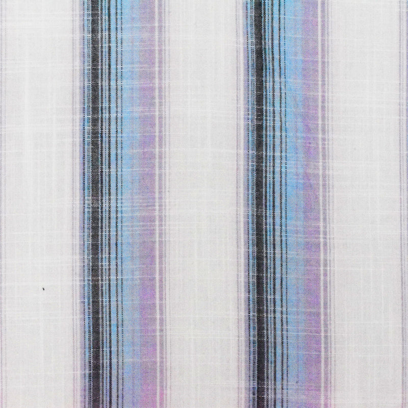 2 YD PC-Purple-Multi Famous Maker Striped Cotton Cross-Hatch Woven Shirting Fabric