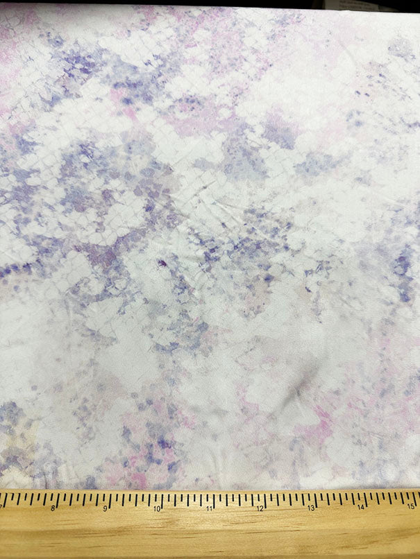 2 5/8 YD PC-White Marble Print Rayon Satin Fabric