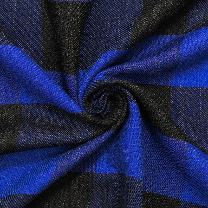 Blue-Black Cotton Famous Maker Check Twill Woven Fabric