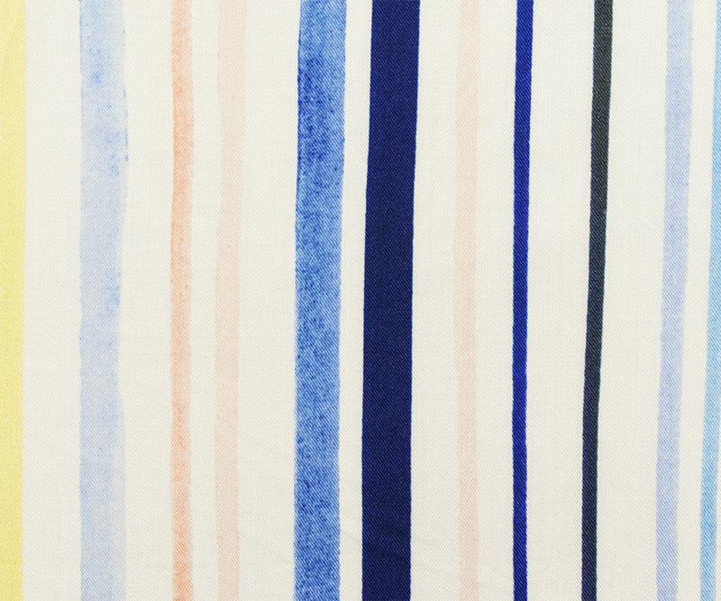 Ivory-Multi Rayon Famous Maker Stripe Printed Twill Woven Fabric