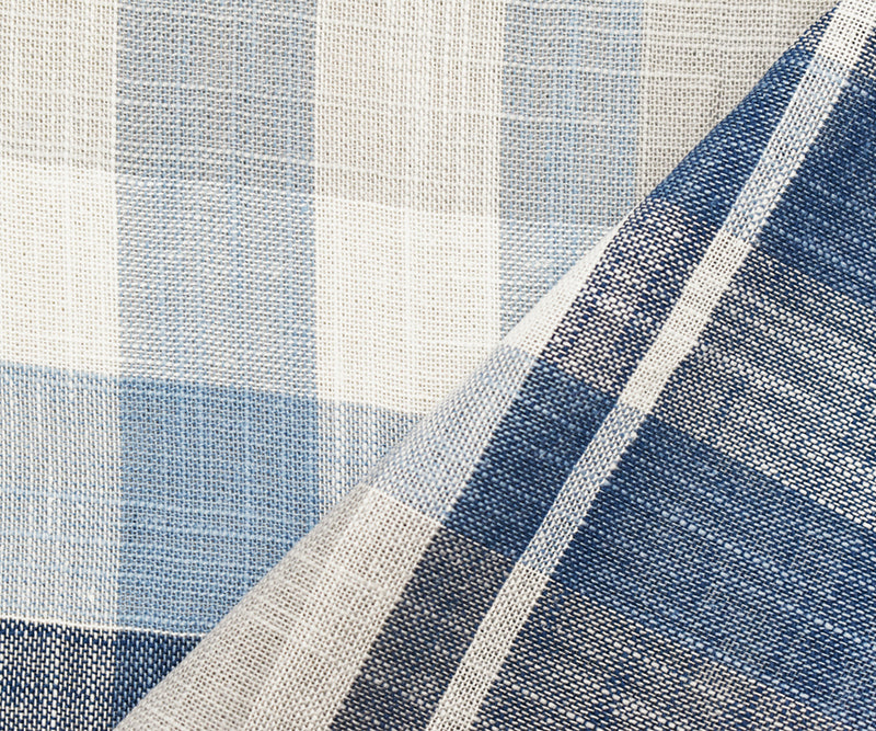 Blue-White Cotton Blend Famous Maker Plaid Check Woven Fabric