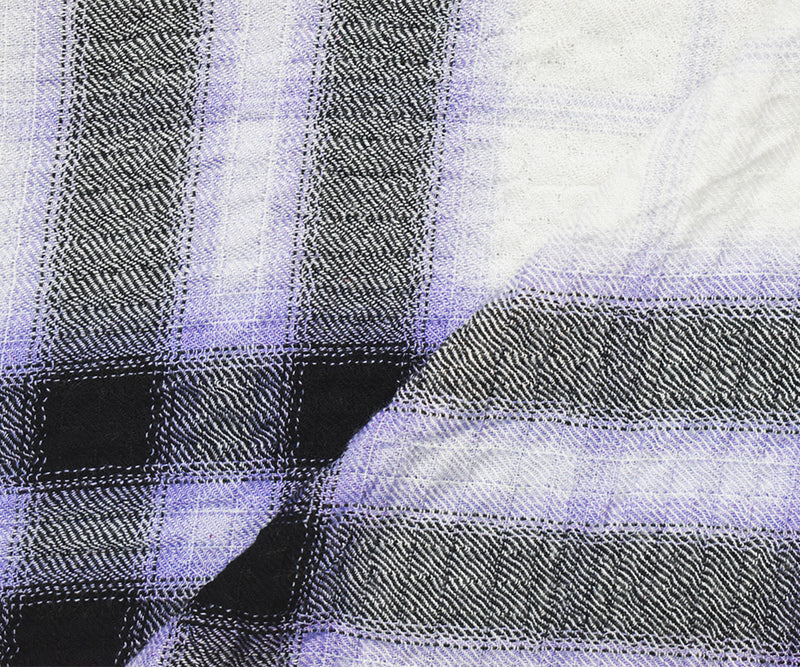 Black-Multi Rayon-Cotton Famous Maker Plaid Crinkle Woven Fabric