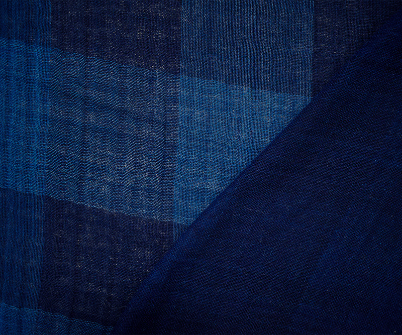4 YD PC-Deep Navy-Blue Famous Maker Cotton Check-Plaid Double Gauze Woven Fabric