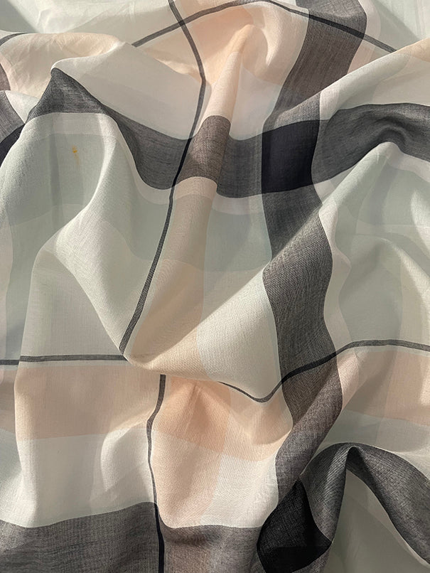 Black Multi Large Plaid Batiste Fabric