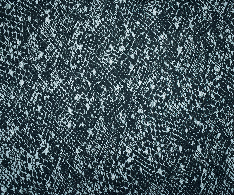 Black-Gray Rayon Reptile Skin Printed Twill Woven Fabric