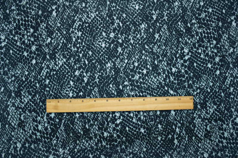 Black-Gray Rayon Reptile Skin Printed Twill Woven Fabric