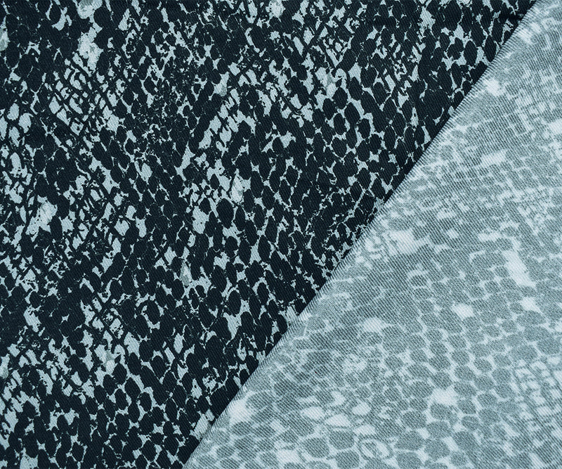 Black-Gray Rayon Reptile Skin Printed Twill Woven Fabric