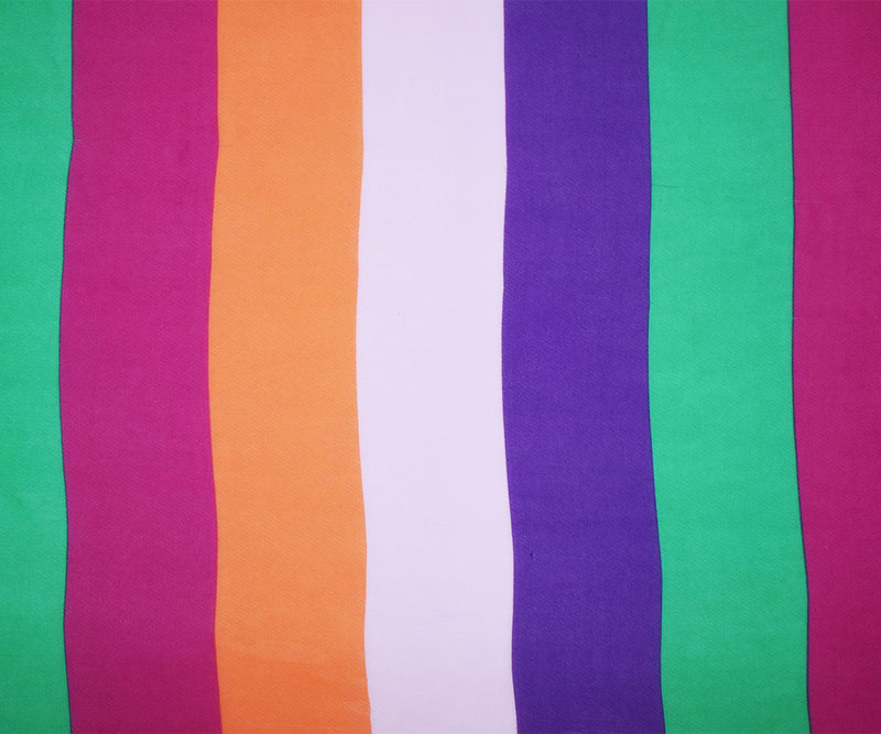 Deep Magenta-Green-Multi Nylon Stripe Printed Chiffon Woven Fabric
