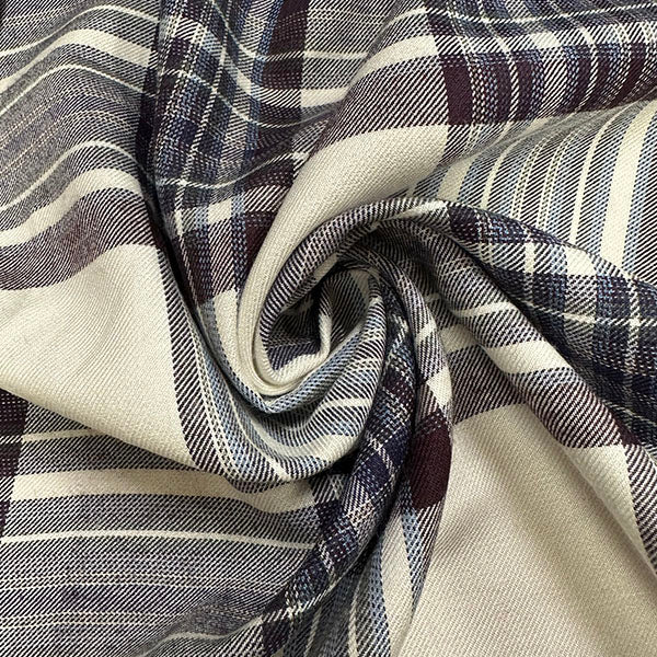 Brown Multi Woven Plaid Rayon Shirting Fabric