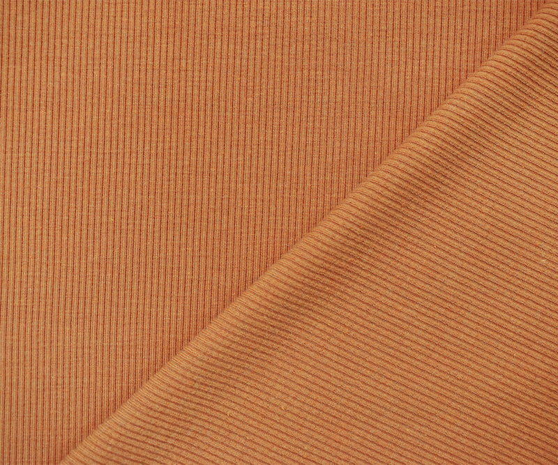 3 YD PC-Orange Poly Blend Stretch Spandex 2X2 Rib Knit Fabric