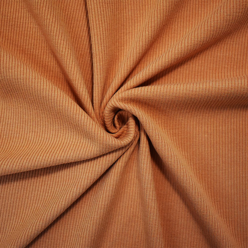 Orange Poly Blend Stretch Spandex 2X2 Rib Knit Fabric