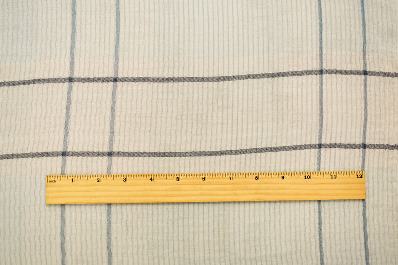 4 YD PC-Mint-Blue-Multi Famous Maker Cotton Plaid-Stripe Double Gauze Woven Fabric