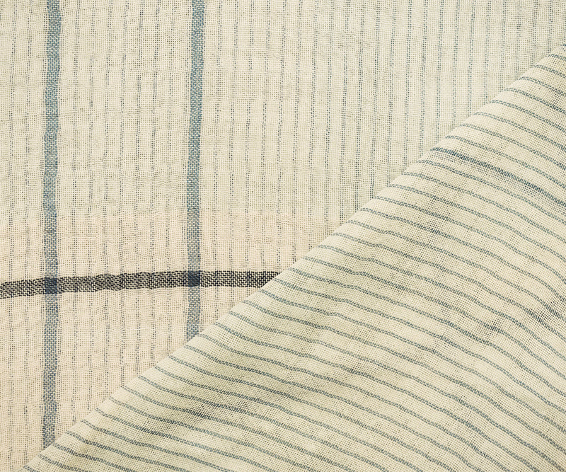 4 YD PC-Mint-Blue-Multi Famous Maker Cotton Plaid-Stripe Double Gauze Woven Fabric