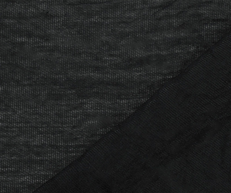 Black Cotton-Poly Vertical Stripe Sheer Woven Fabric