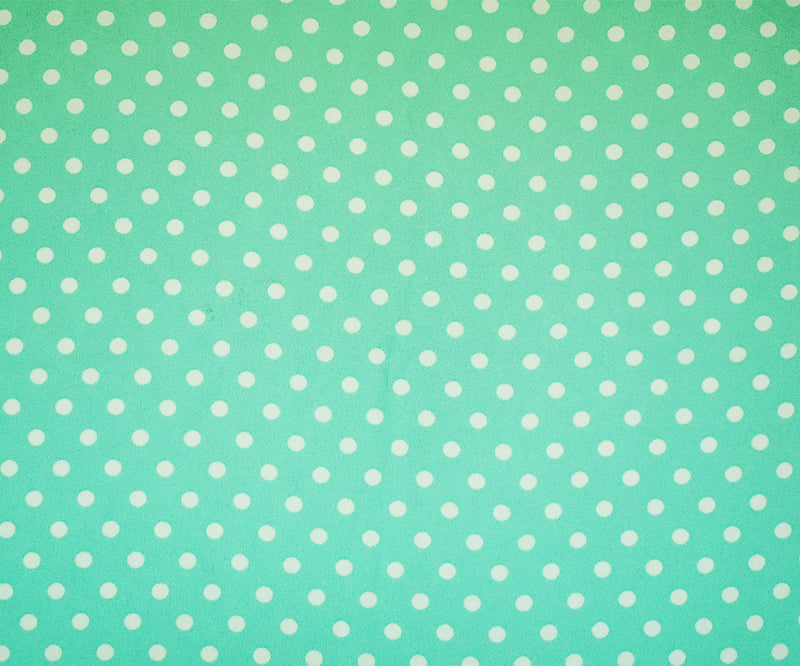 Green-White Polyester Polka Dots Printed Momie Georgette Woven Fabric