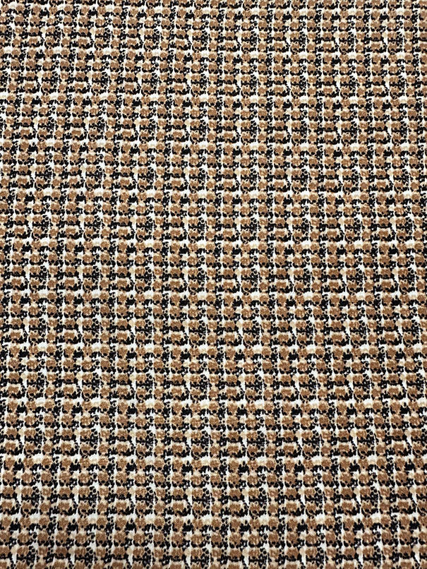 Tan Multi Print Poly Peachskin Fabric