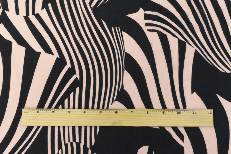 Beige-Black Abstract Zebra Printed Poly Chiffon Woven Fabric