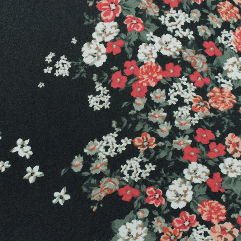 Black-Red-Multi Floral Printed Poly Chiffon Woven Fabric