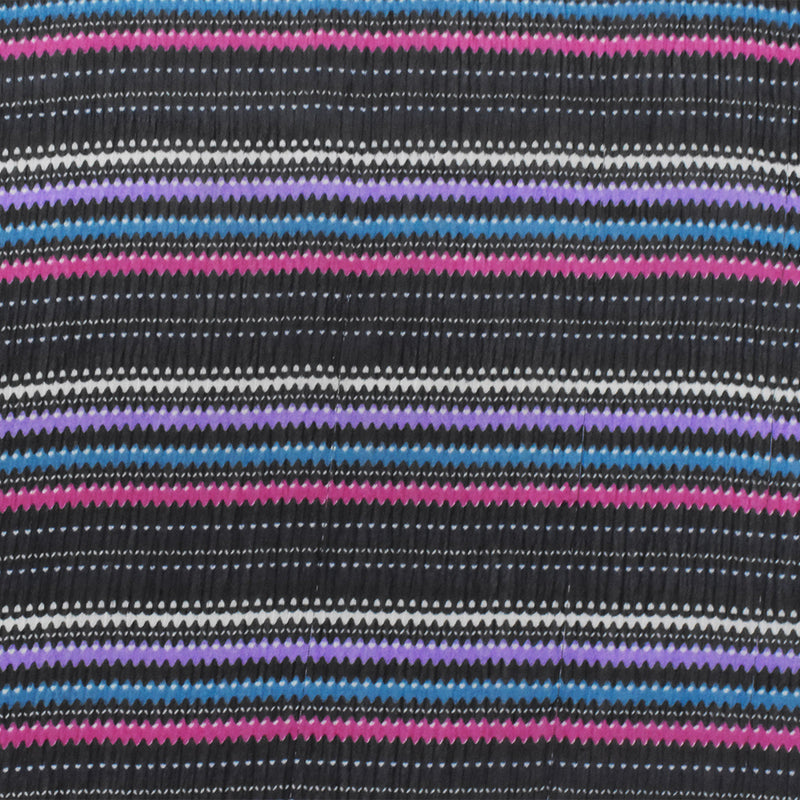 Black-Pink-Multi Mini Wave Stripe Printed Poly Crinkle Yoryu Chiffon Fabric