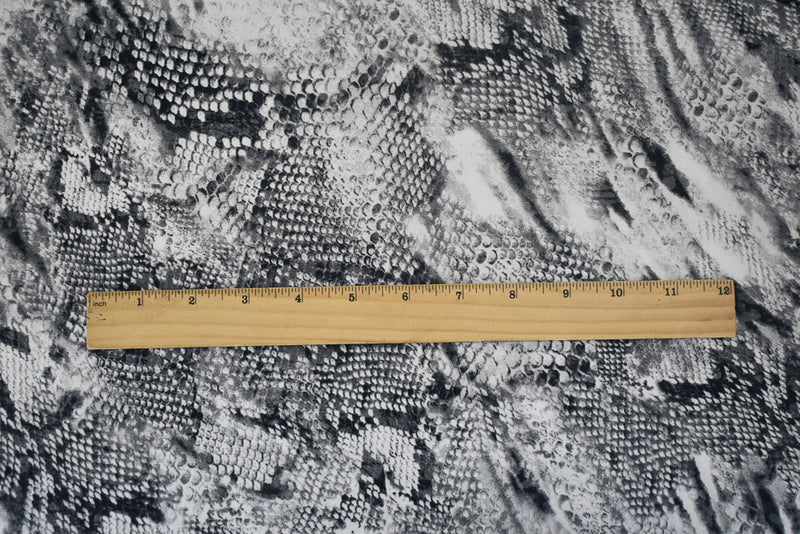 Black-White-Gray Snake Printed Poly Chiffon Woven Fabric