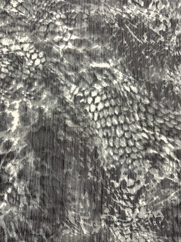 Black and White Animal Print Crinkled Poly Chiffon Fabric