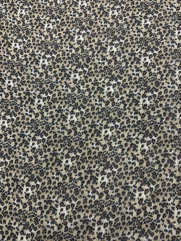 Beige Multi Mini Cheetah Animal Poly Georgette Fabric