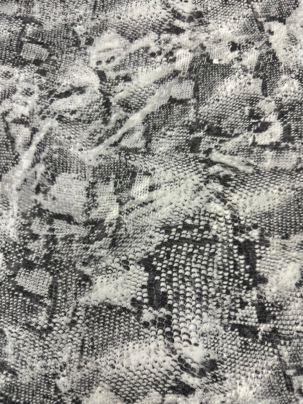 Black and Gray Snakeskin Print Poly Chiffon Fabric