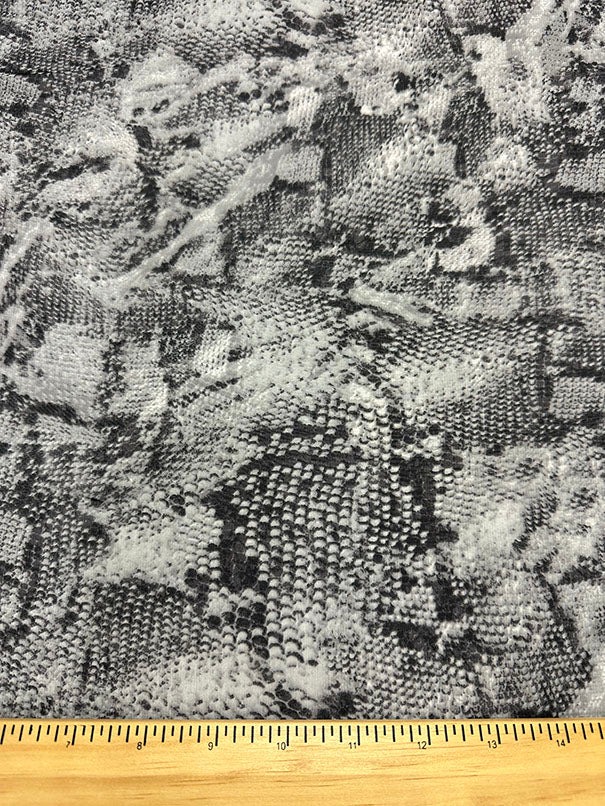Black and Gray Snakeskin Print Poly Chiffon Fabric