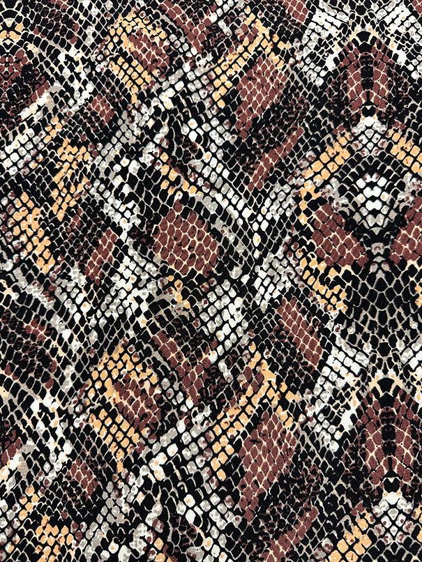 Brown Multi Snakeskin Animal Print Double Georgette Fabric