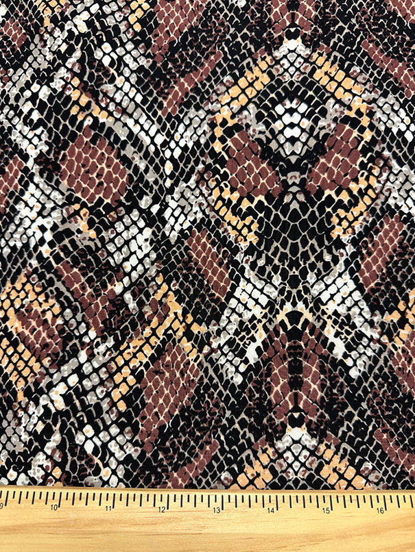 Brown Multi Snakeskin Animal Print Double Georgette Fabric