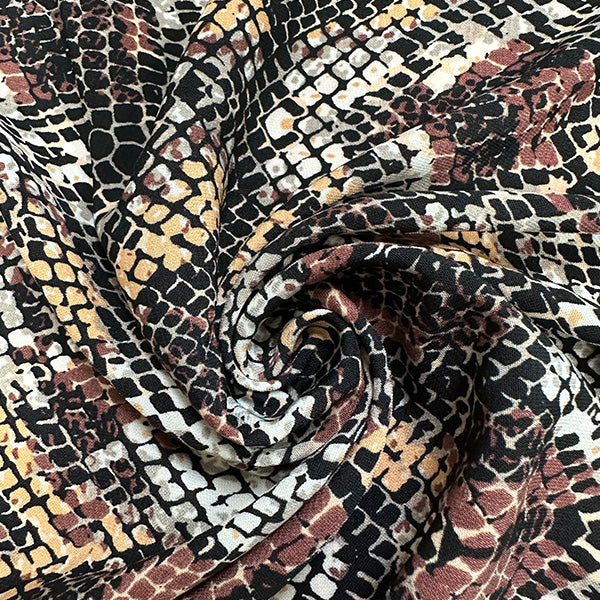 Brown Multi Snakeskin Animal Print Double Georgette Fabric