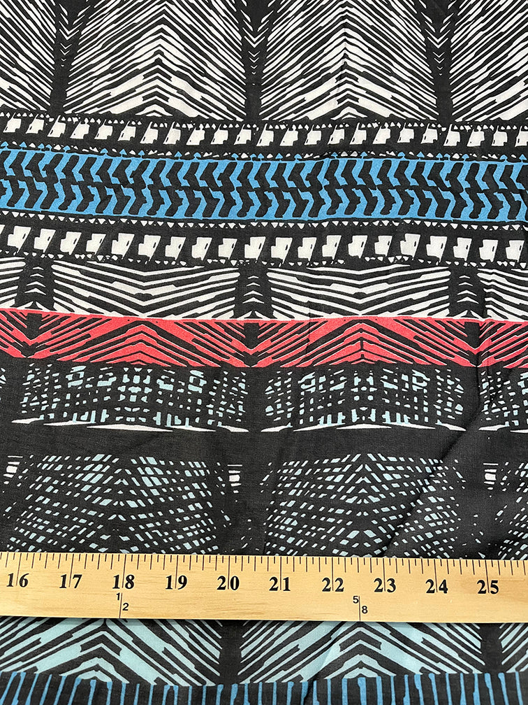Blue Multi Stripe Print Chiffon Fabric